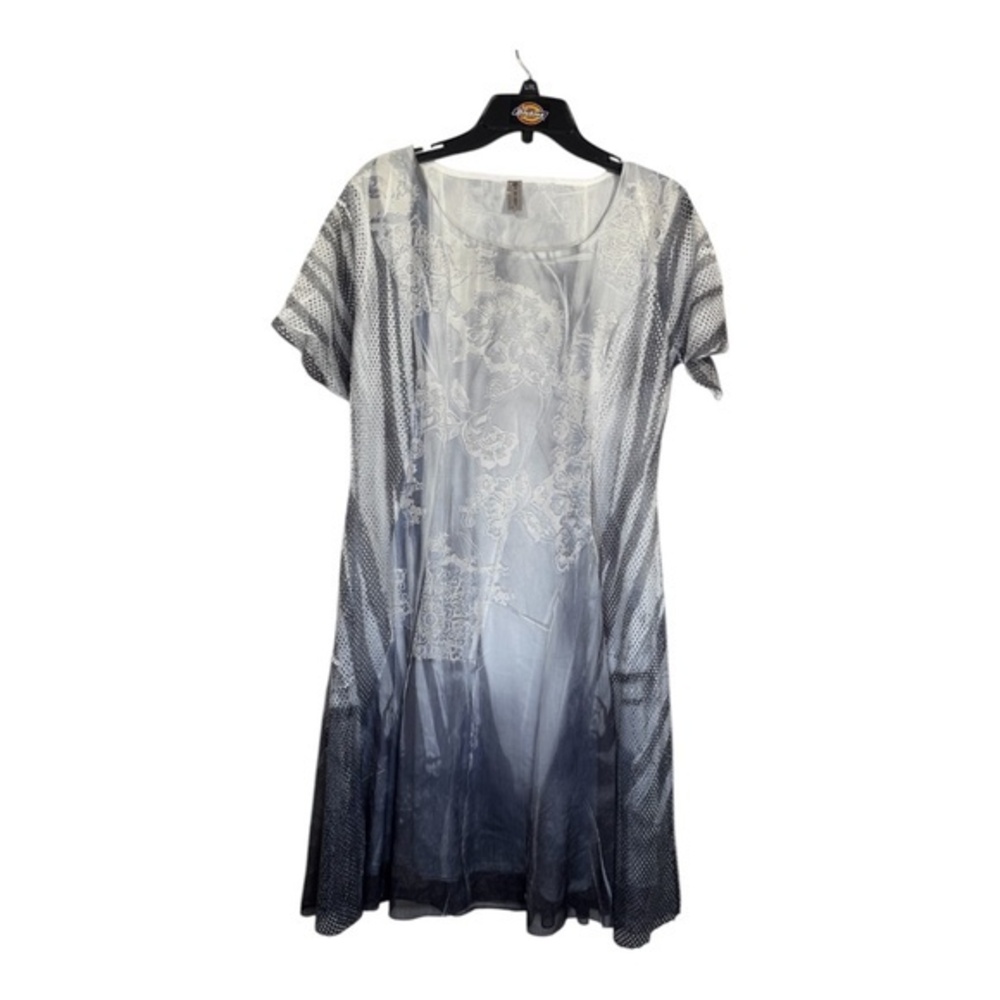 Miss Nikky Dress Womens Size Mediu Grey Chiffon Goth Boho Hippie Short Sleeve
